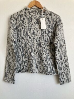 Vince Abstract Onyx Jacquard Sweater Small Mockneck